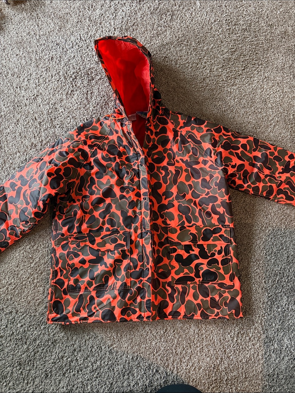 Kids Red & Black Hooded Rain Jacket